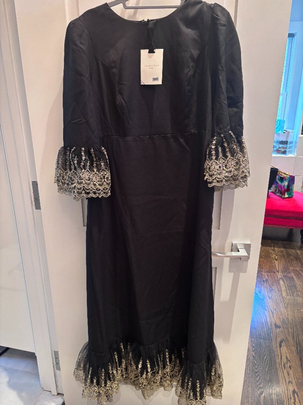 Tuckernuck Pomander Place Gold Lace Lilith Maxi Dress